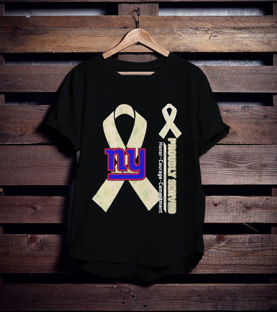 New York Giants NY Ribbon Honor Courage Commitment Proudly Served T-Shirt