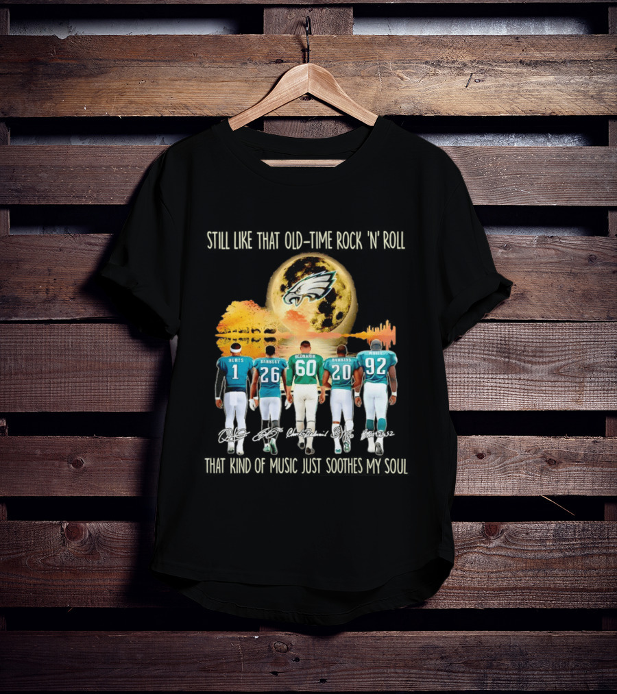 Philadelphia Eagles Players Hurts Barkley Dickerson Dawkins White Old Time Rock 'n' Roll T-Shirt