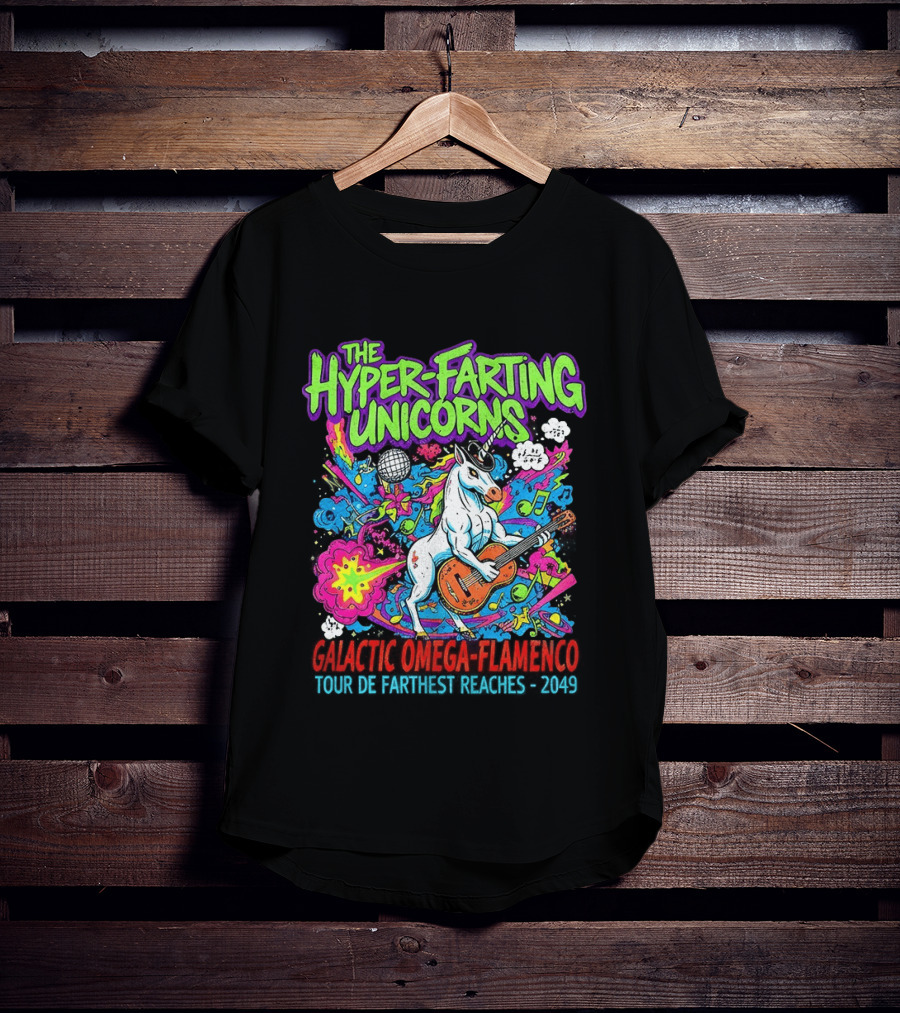 The Hyper Farting Unicorns Galactic Omega Flamenco Tour De Farting Rockers 2019 T-Shirt