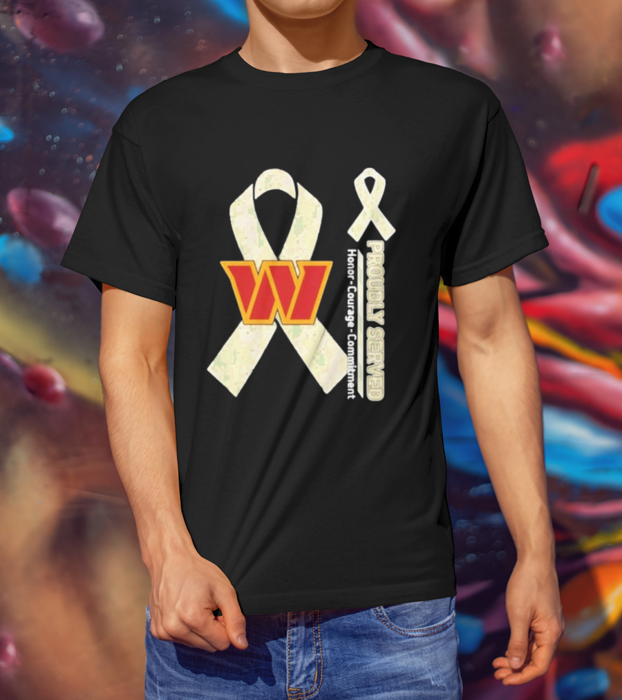 Washington Commanders Breast Cancer Awareness Proudly Served Honor Courage Commitment T-Shirt