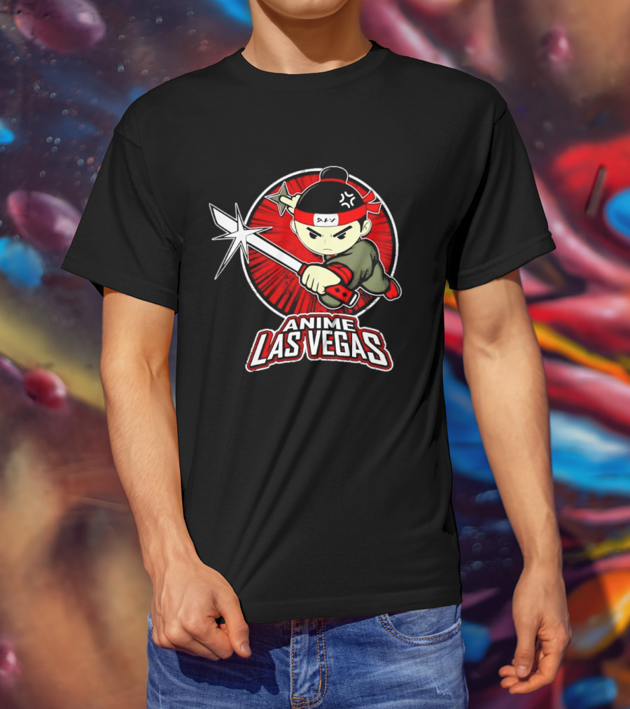 Anime Las Vegas Ninja Warrior With Sword And Headband T-Shirt