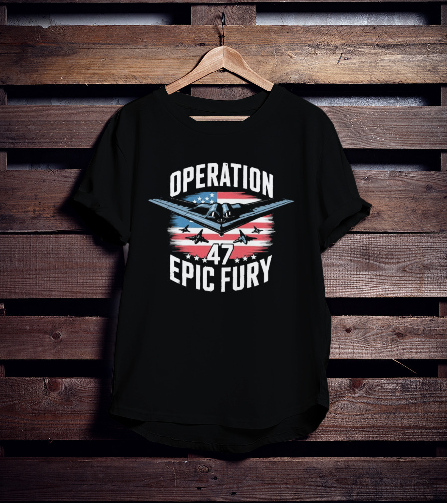 Operation 47 Epic Fury American Flag Stealth Bomber Jets T-Shirt