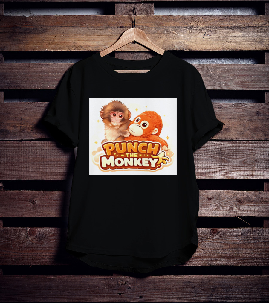 Punch The Monkey Hugging Stuffed Toy Monkey T-Shirt