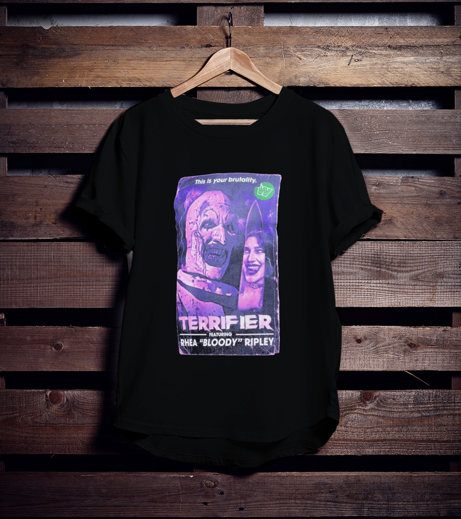 Terrifier VHS Cover This Is Your Brutality Featuring Rhea "Bloody" Ripley T-Shirt