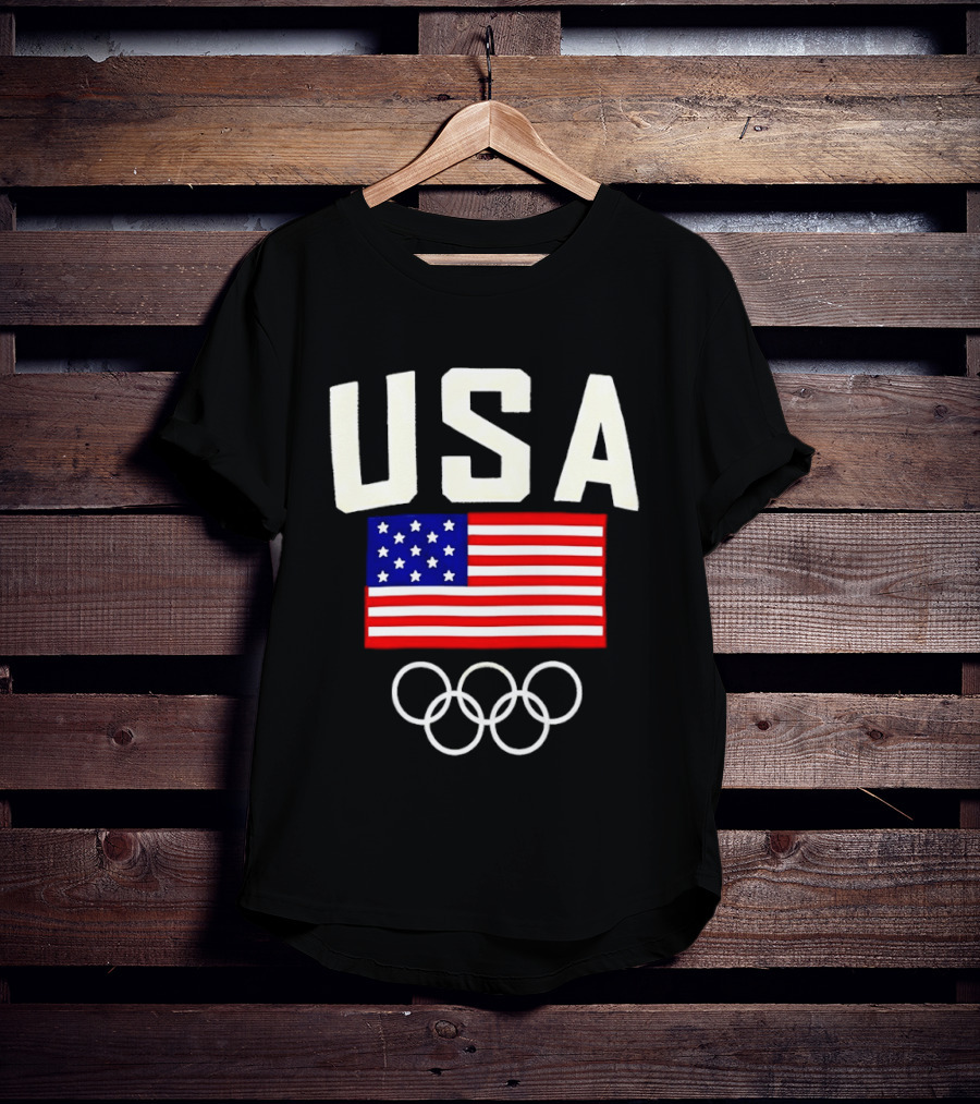 USA Flag Olympic Rings Team USA 2026 Gold T-Shirt