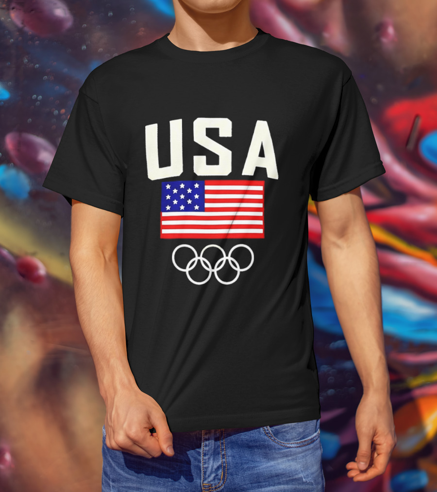 USA Flag Olympic Rings Team USA 2026 Gold T-Shirt