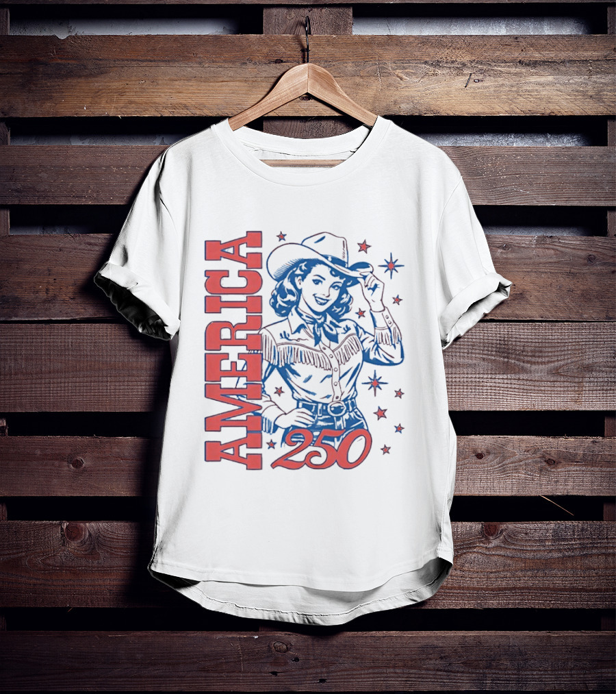 America 250 Western Girl Vintage Cowgirl T-Shirt
