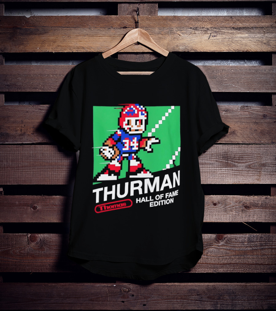 Thurman 34 Hall Of Fame Edition Buffalo Bills Pixel Art Retro Football T-Shirt