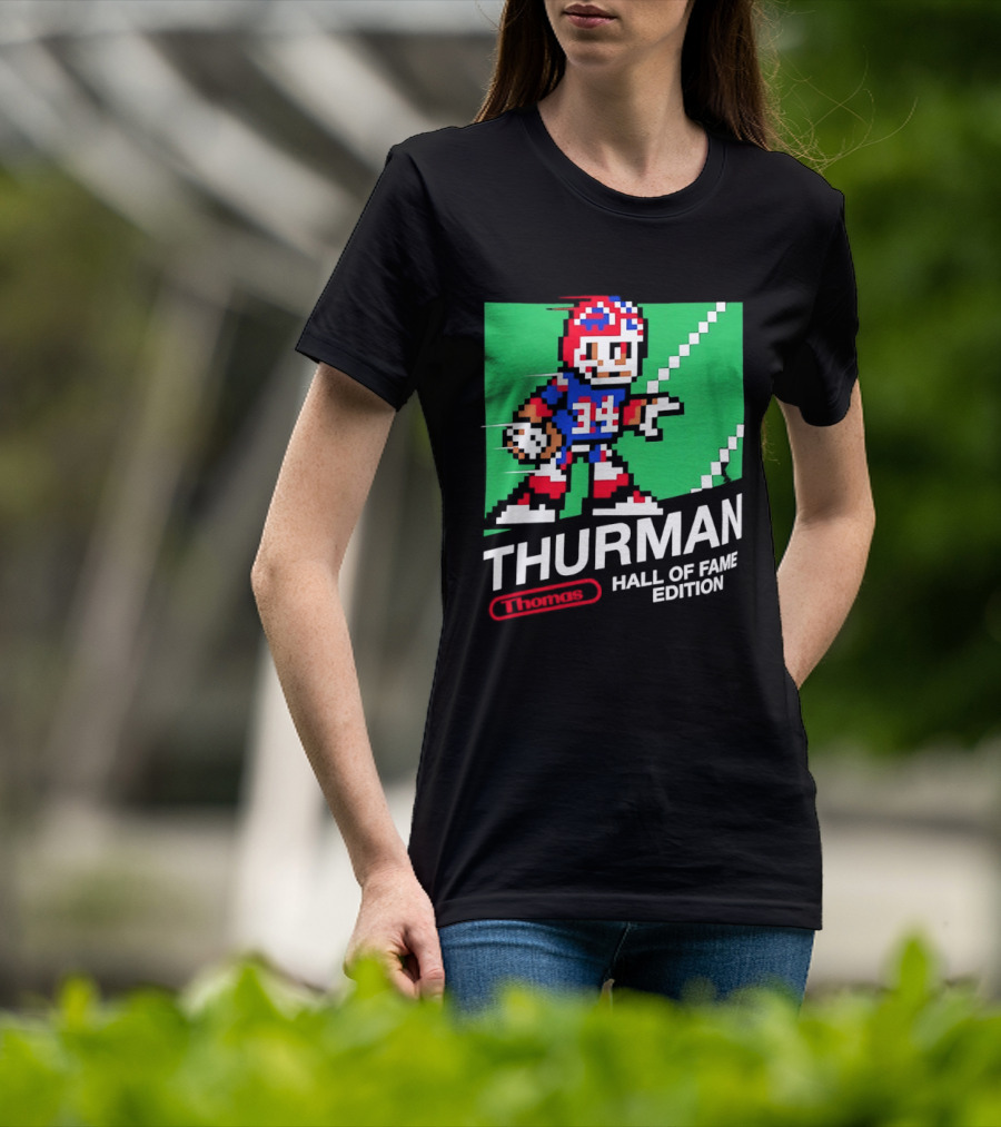 Thurman 34 Hall Of Fame Edition Buffalo Bills Pixel Art Retro Football T-Shirt