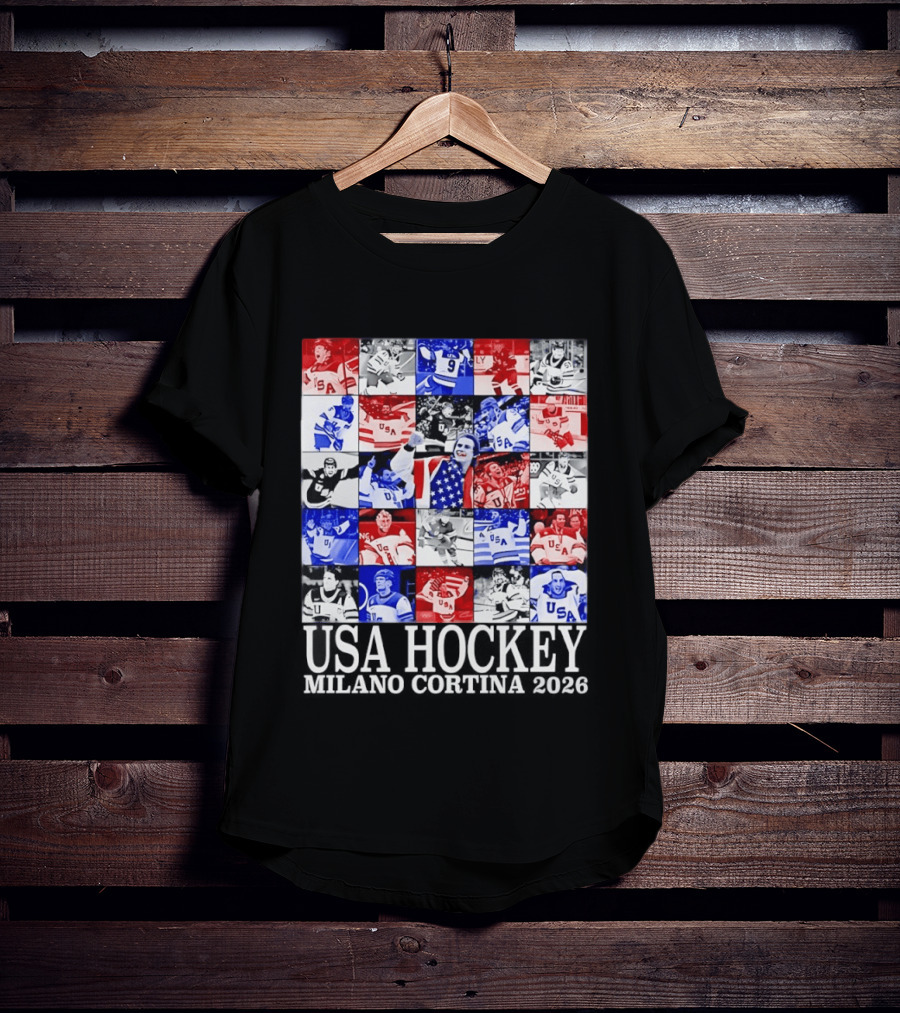 USA Hockey Team Collage Milano Cortina 2026 T-Shirt