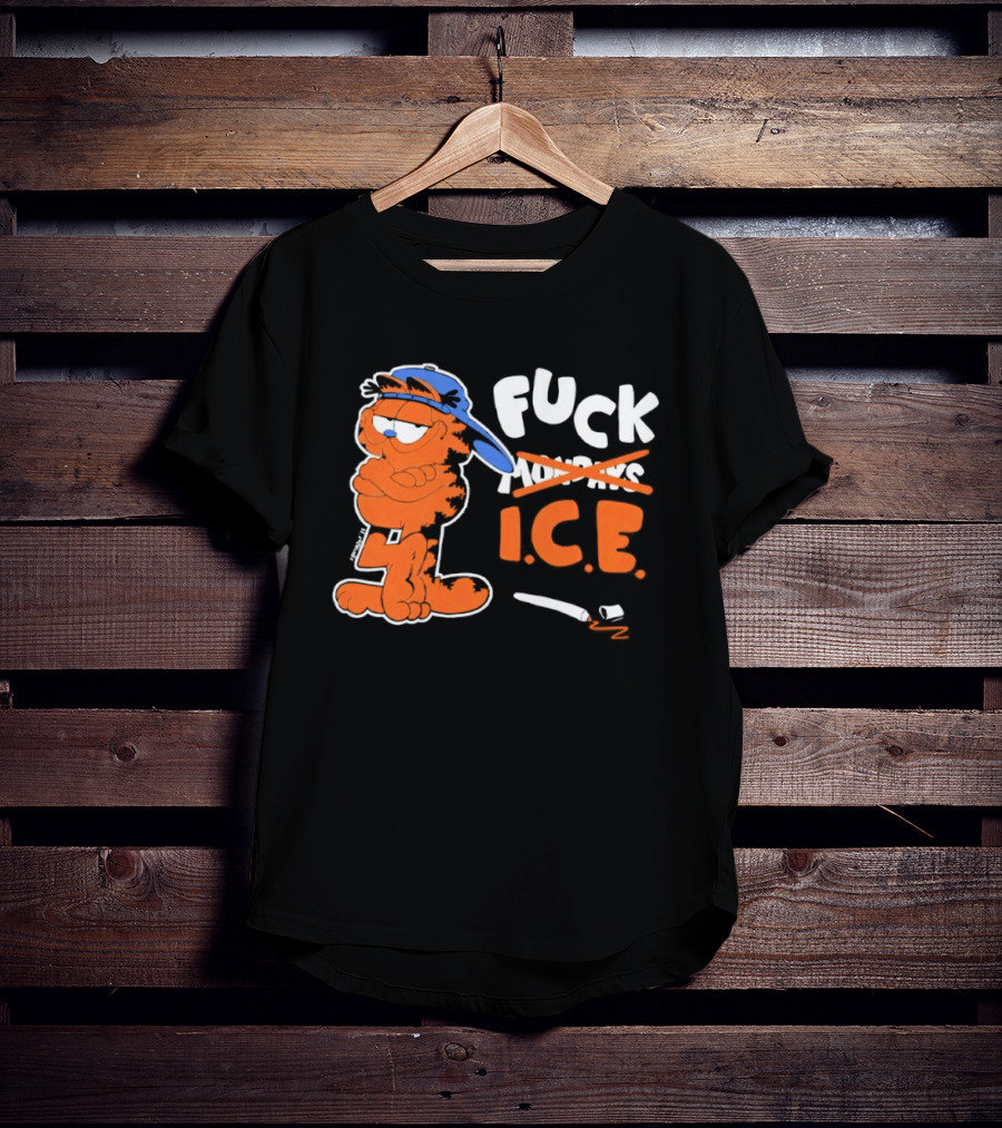 F*** ICE Orange Cat With Blue Hat T-Shirt