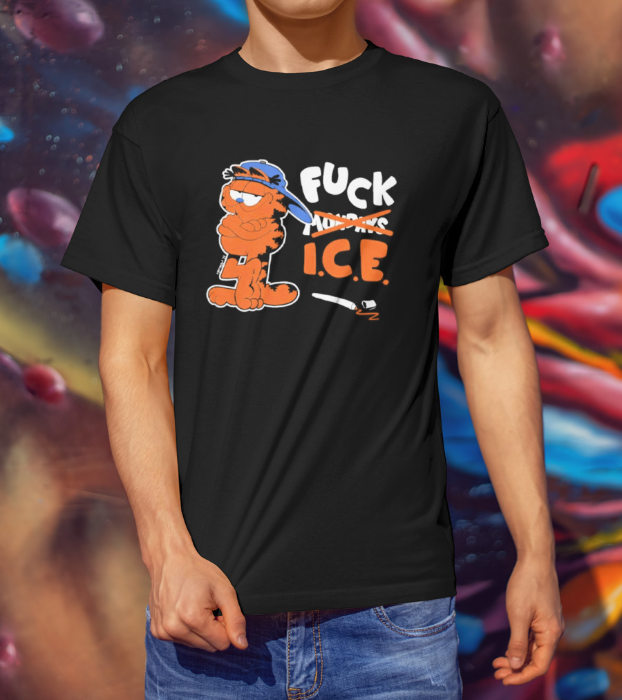 F*** ICE Orange Cat With Blue Hat T-Shirt