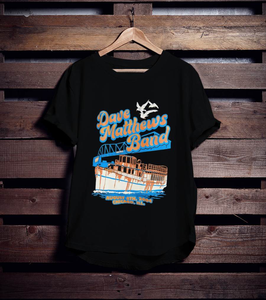 Dave Matthews Band August 8th 2004 Chicago Ill Blue Orange Boat Concert T-Shirt