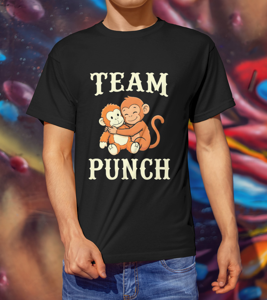 Team Punch Monkey Hugging Companions T-Shirt