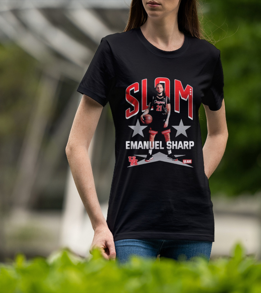 Slam Emanuel Sharp Houston Cougars Basketball UH H Town Stars T-Shirt
