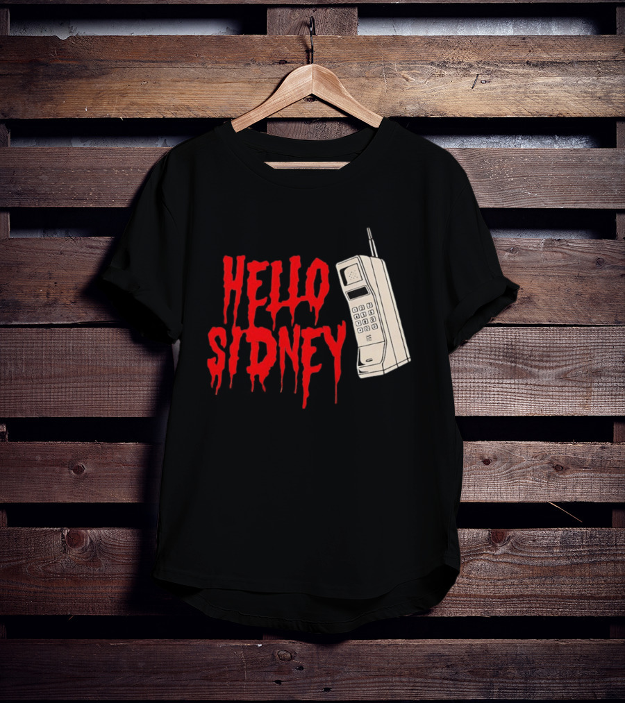 Hello Sidney Scream Movie Vintage Phone Dripping Blood T-Shirt