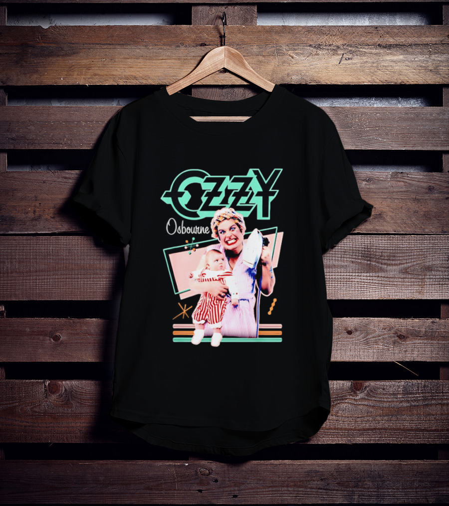 Ozzy Osbourne Retro Woman Holding Baby With Iron T-Shirt