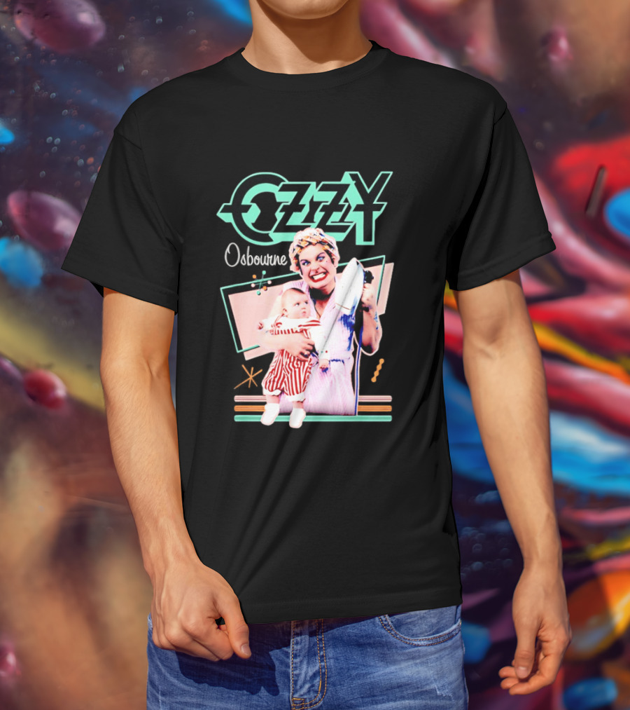 Ozzy Osbourne Retro Woman Holding Baby With Iron T-Shirt