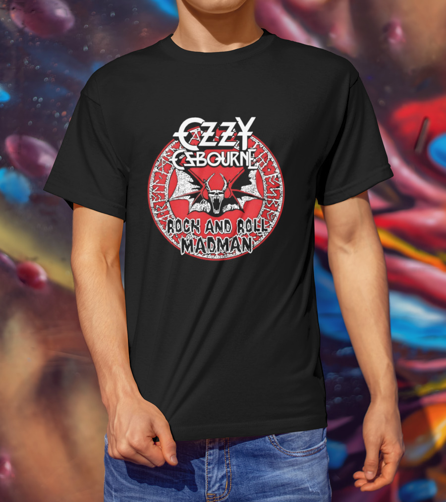 Ozzy Osbourne Rock And Roll Madman Horror Bat T-Shirt
