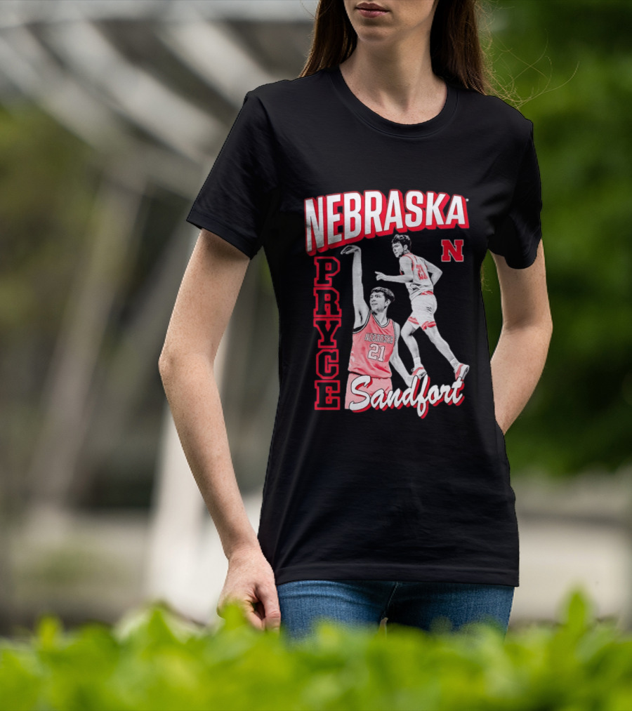 Pryce Sandfort 21 Nebraska Cornhuskers Basketball Team Iconic Red Jersey T-Shirt