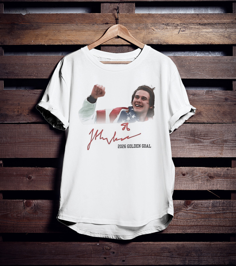 Jack Hughes USA Flag 2026 Golden Goal Celebration T-Shirt