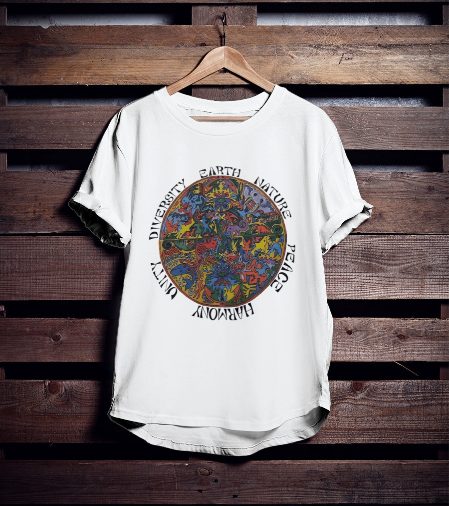 Diversity Earth Nature Peace Harmony Unity Psychedelic Mandala T-Shirt