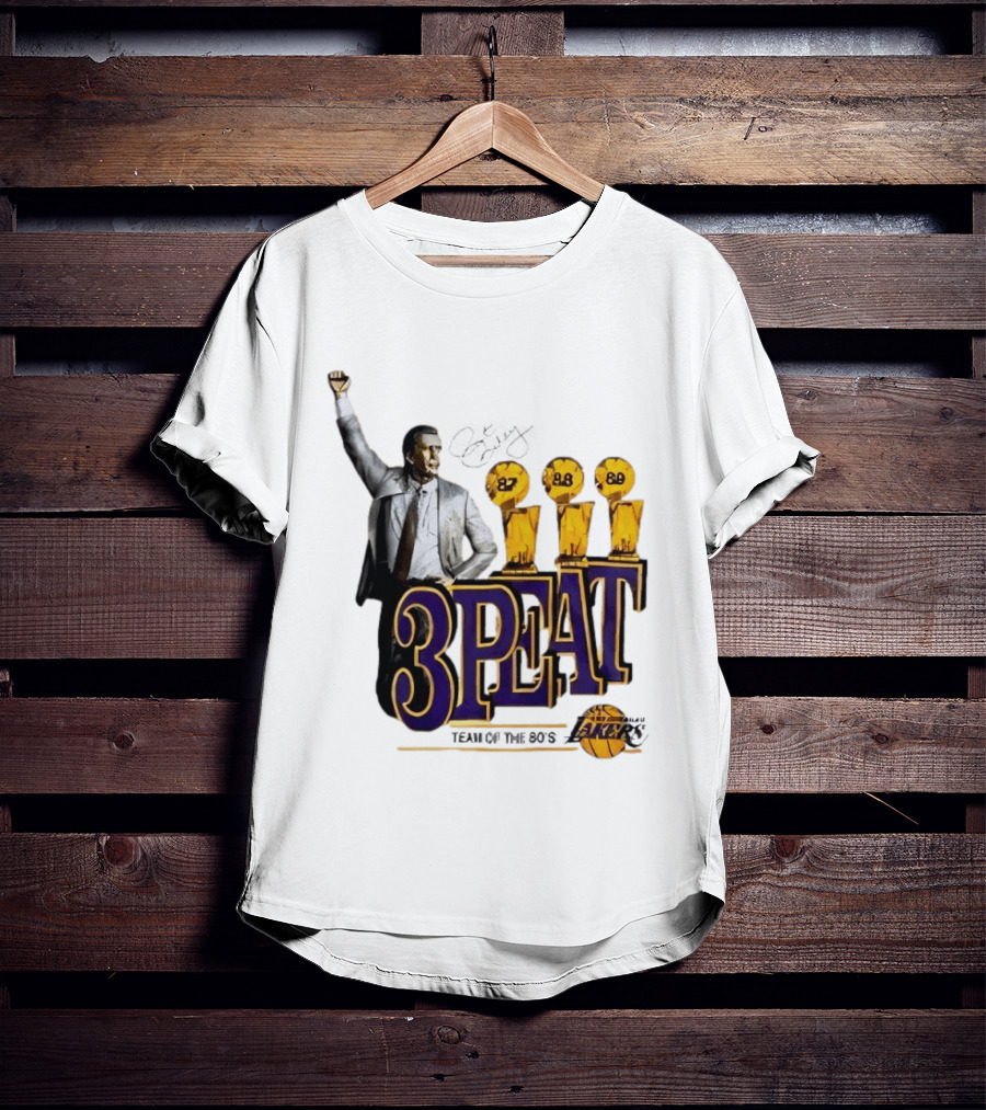 Los Angeles Lakers 3 Peat Team Of The 80s Pat Riley Champions 87 88 89 T-Shirt