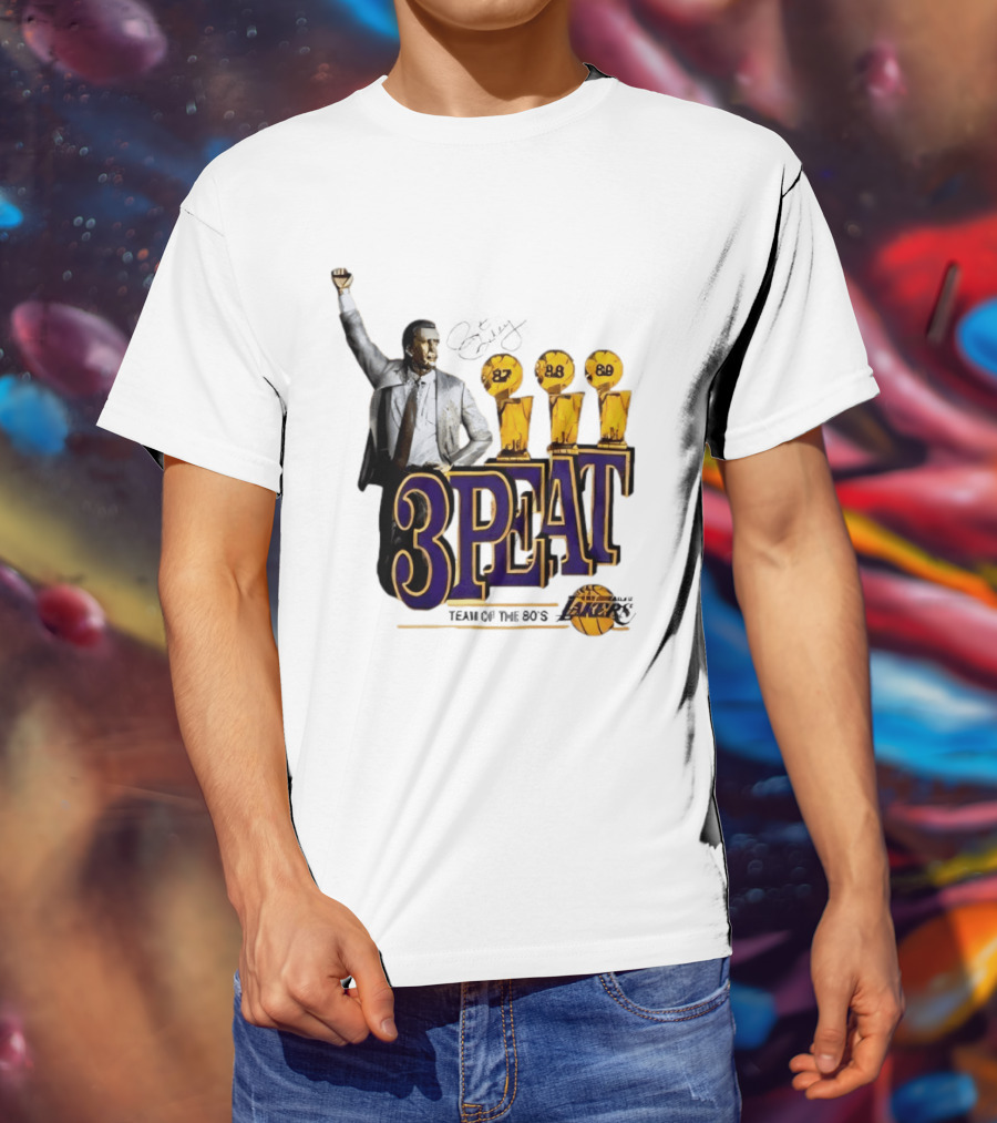 Los Angeles Lakers 3 Peat Team Of The 80s Pat Riley Champions 87 88 89 T-Shirt