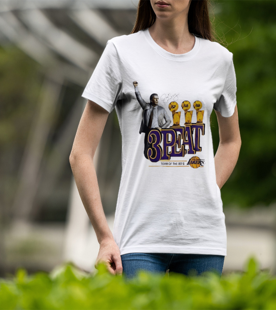 Los Angeles Lakers 3 Peat Team Of The 80s Pat Riley Champions 87 88 89 T-Shirt