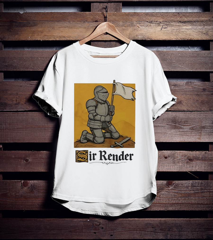 Sir Render Medieval Soldier Holding White Flag Knight Surrender T-Shirt