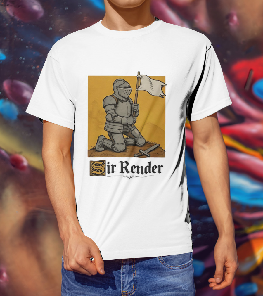 Sir Render Medieval Soldier Holding White Flag Knight Surrender T-Shirt