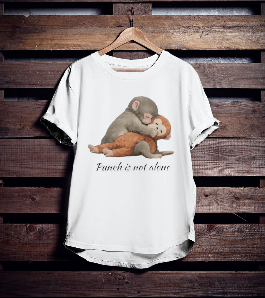 Punch Is Not Alone Hugging Monkeys Cuddle T-Shirt