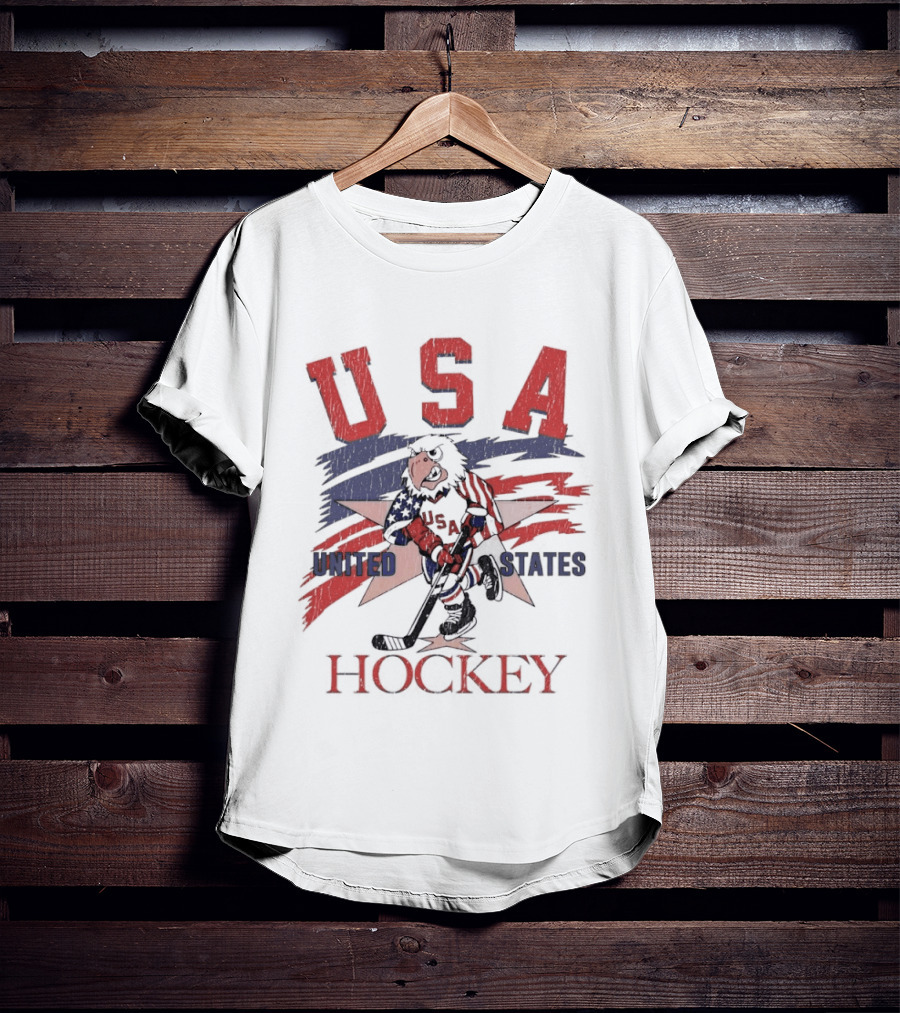 USA Hockey United States Flag Stars And Sticks Bird Player T-Shirt