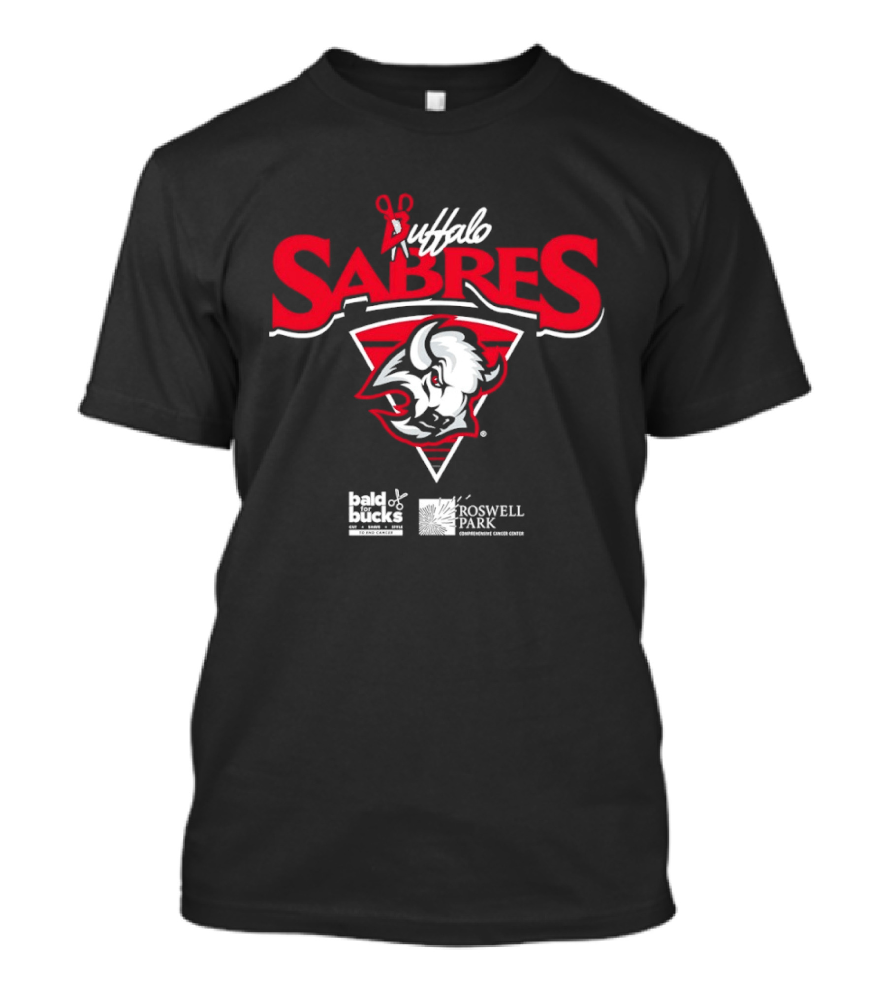 Buffalo Sabres Bald For Bucks Roswell Park Cancer Center Collaboration T-Shirt