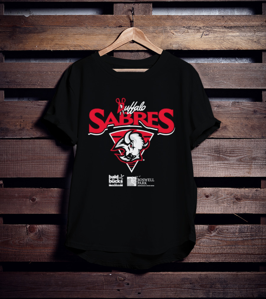 Buffalo Sabres Bald For Bucks Roswell Park Cancer Center Collaboration T-Shirt