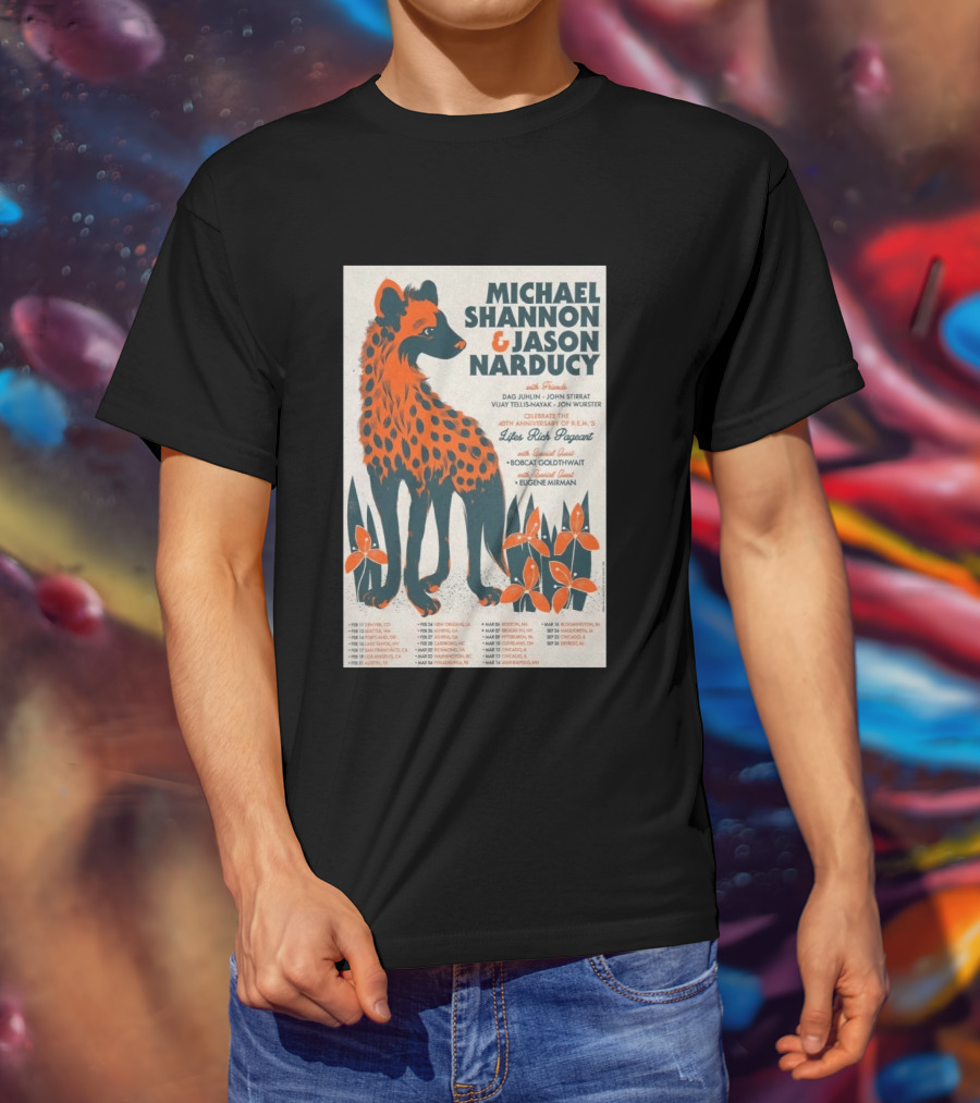 Michael Shannon Jason Narducy Friends Lifes Rich Pageant Tour 40th Anniversary Featuring Bobcat Goldthwait Eugene Mirman T-Shirt