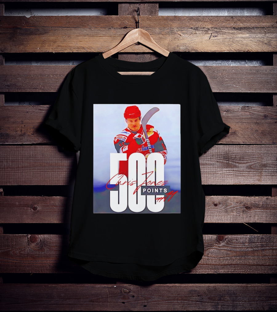 Chris Jones 500 Points Hockey Swindon Wildcats Number 47 T-Shirt