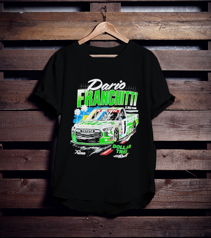 Dario Franchitti Toyota Tundra Dollar Tree Racing Palm Trees And Checkered Flags T-Shirt