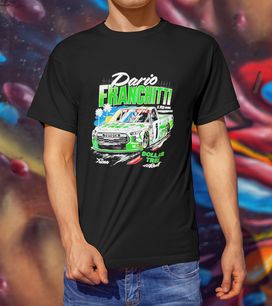 Dario Franchitti Toyota Tundra Dollar Tree Racing Palm Trees And Checkered Flags T-Shirt