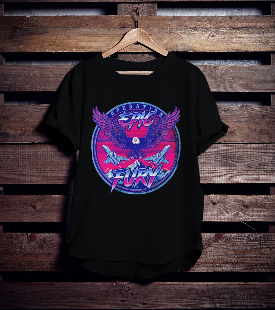 Operation Epic Fury Eagle Fighter Jets Mountain Circle T-Shirt