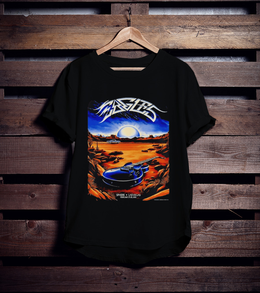 Eagles Live At Sphere Las Vegas February 27 28 2026 Desert Landscape Guitar T-Shirt