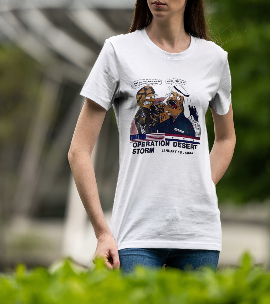 Bart Vs Saddam Hussein Operation Desert Storm January 16 1991 T-Shirt