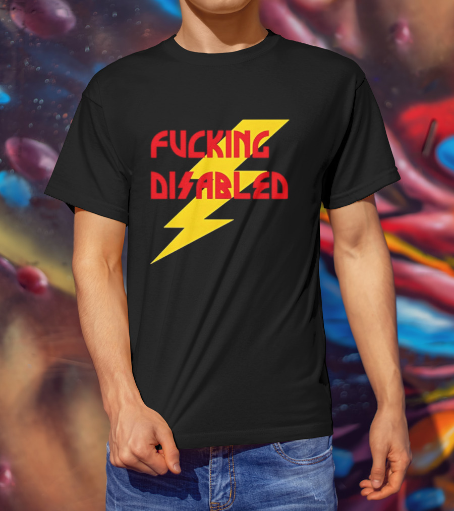 Fcking Disabled Lightning Bolt T-Shirt