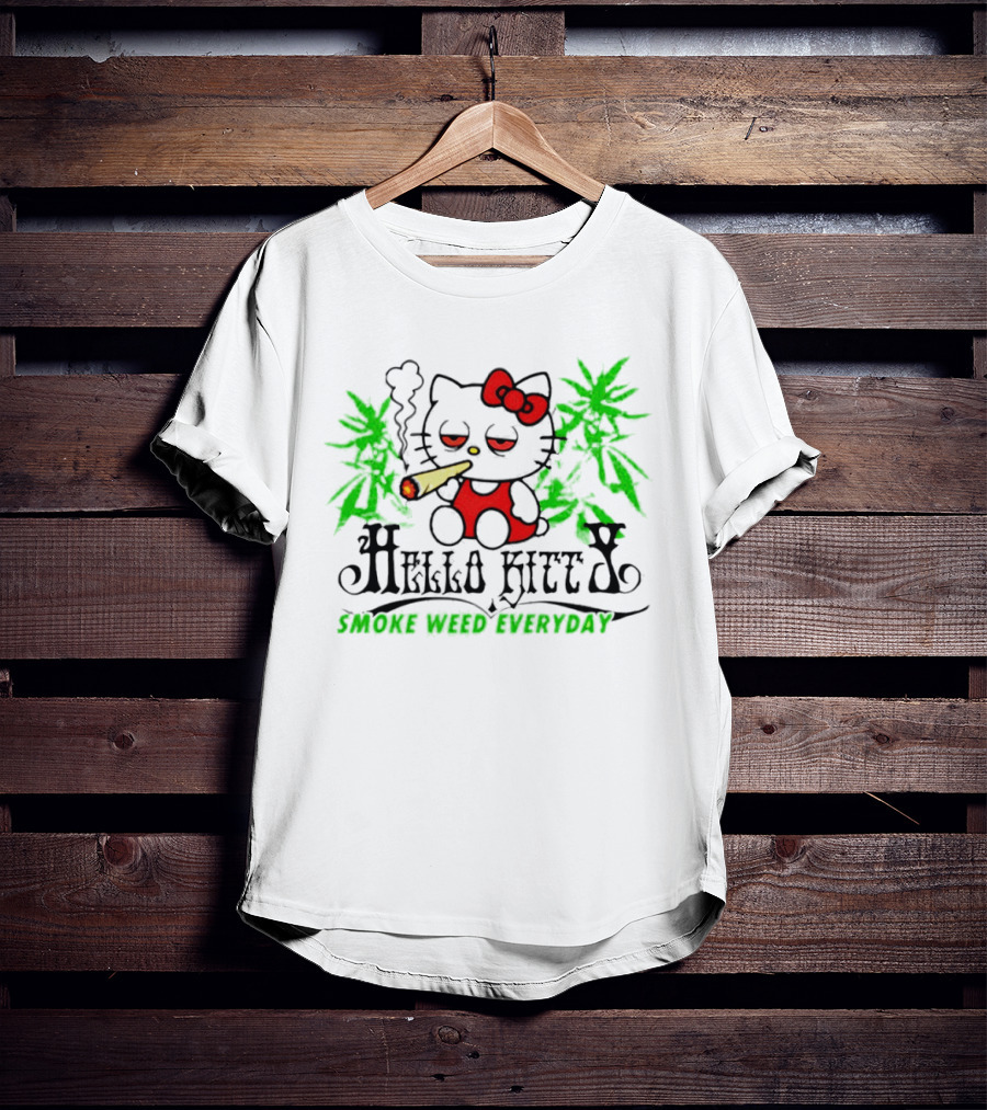 Hello Kitty Smoke Weed Everyday Cannabis Leaves T-Shirt