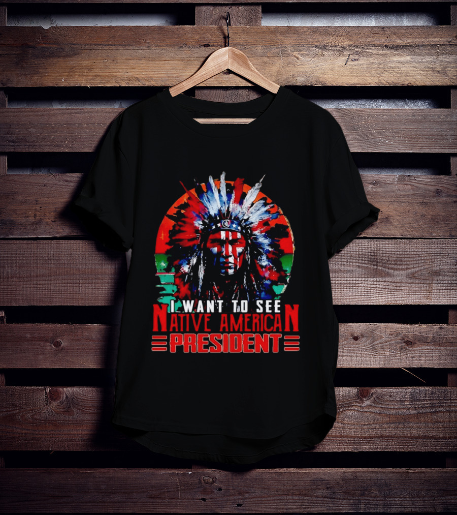 Native American President Bold Statement Feathers Headdress Vision T-Shirt