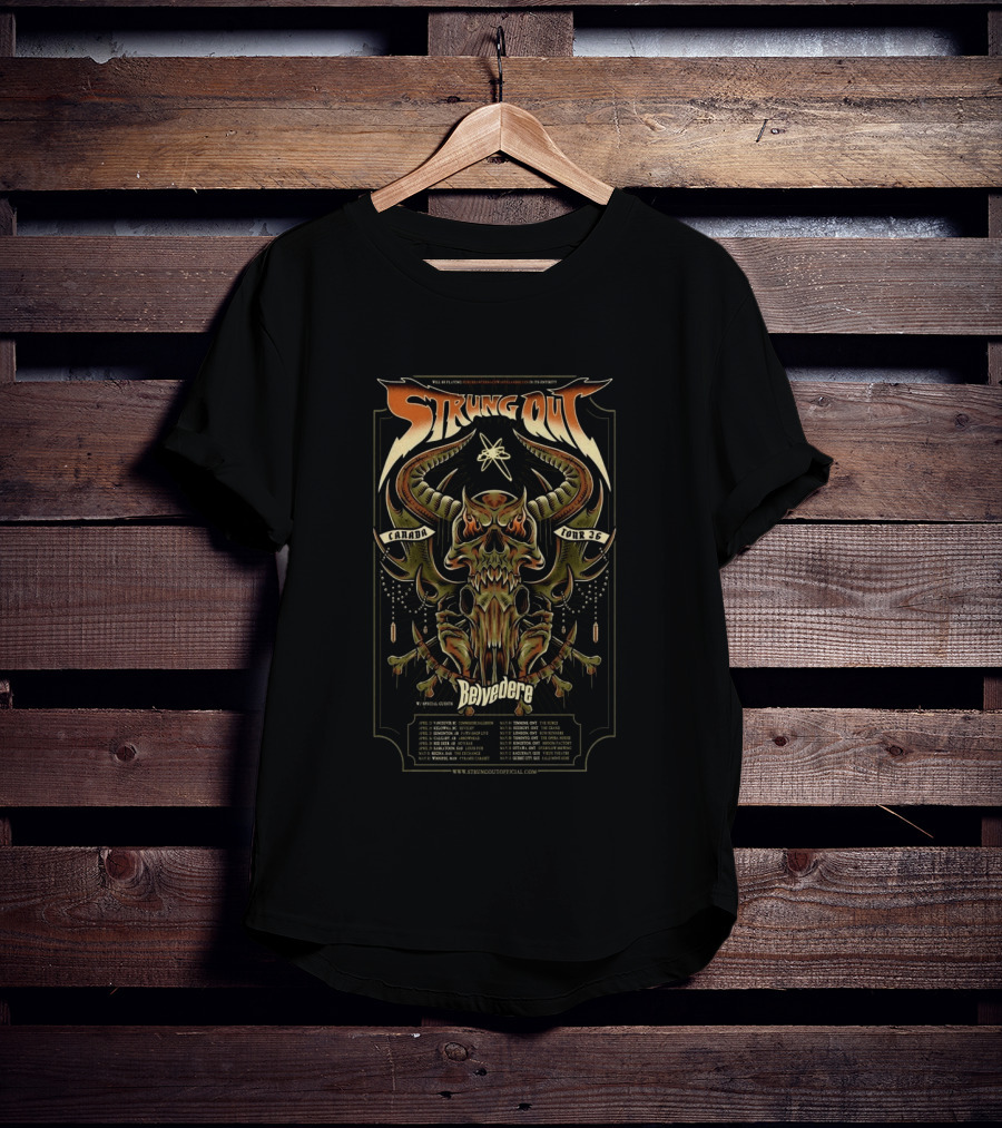 Strung Out Canada Tour 2026 Belvedere Special Guests Vancouver Toronto Calgary Dates T-Shirt