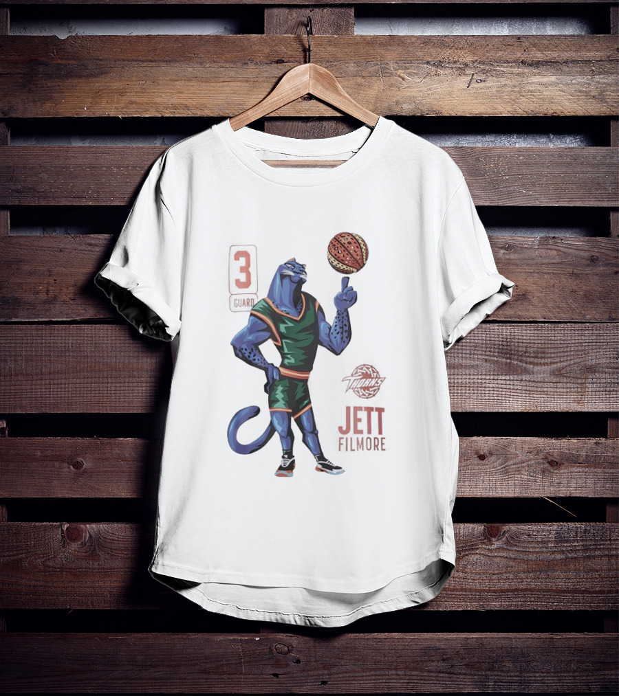 Jett Fillmore Thorns Basketball Blue Panther Character With Number 3 T-Shirt
