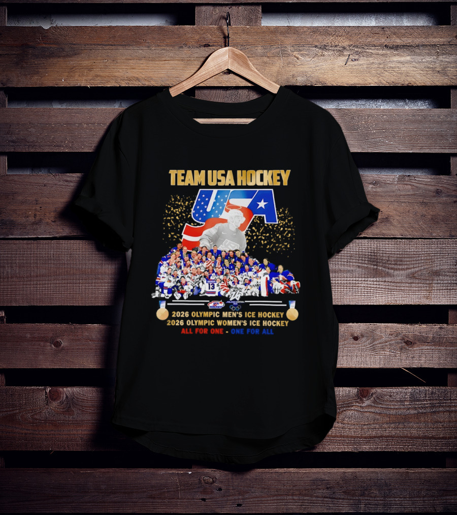 Team USA Hockey 2026 Olympic Men's Women's Ice Hockey All For One One For All T-Shirt