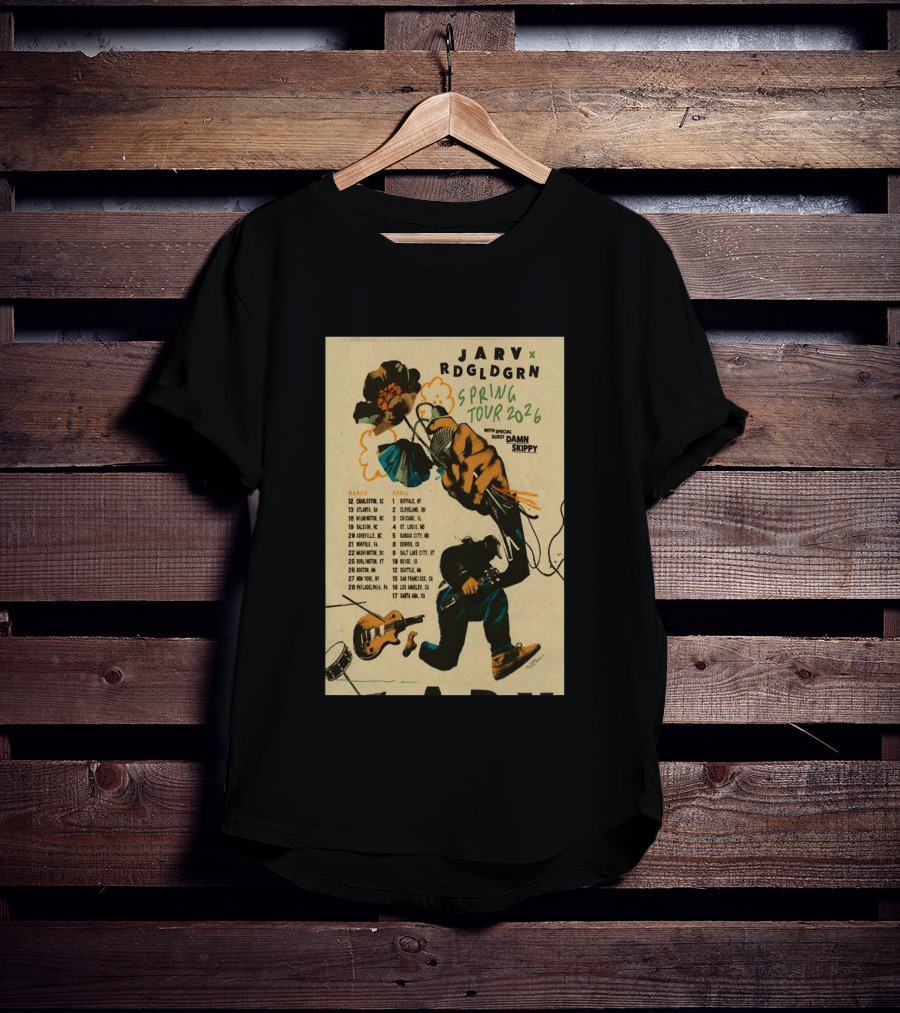 JARV RDGLDGRN Spring Tour 2026 With Guest Damn Skippy Tour Dates T-Shirt