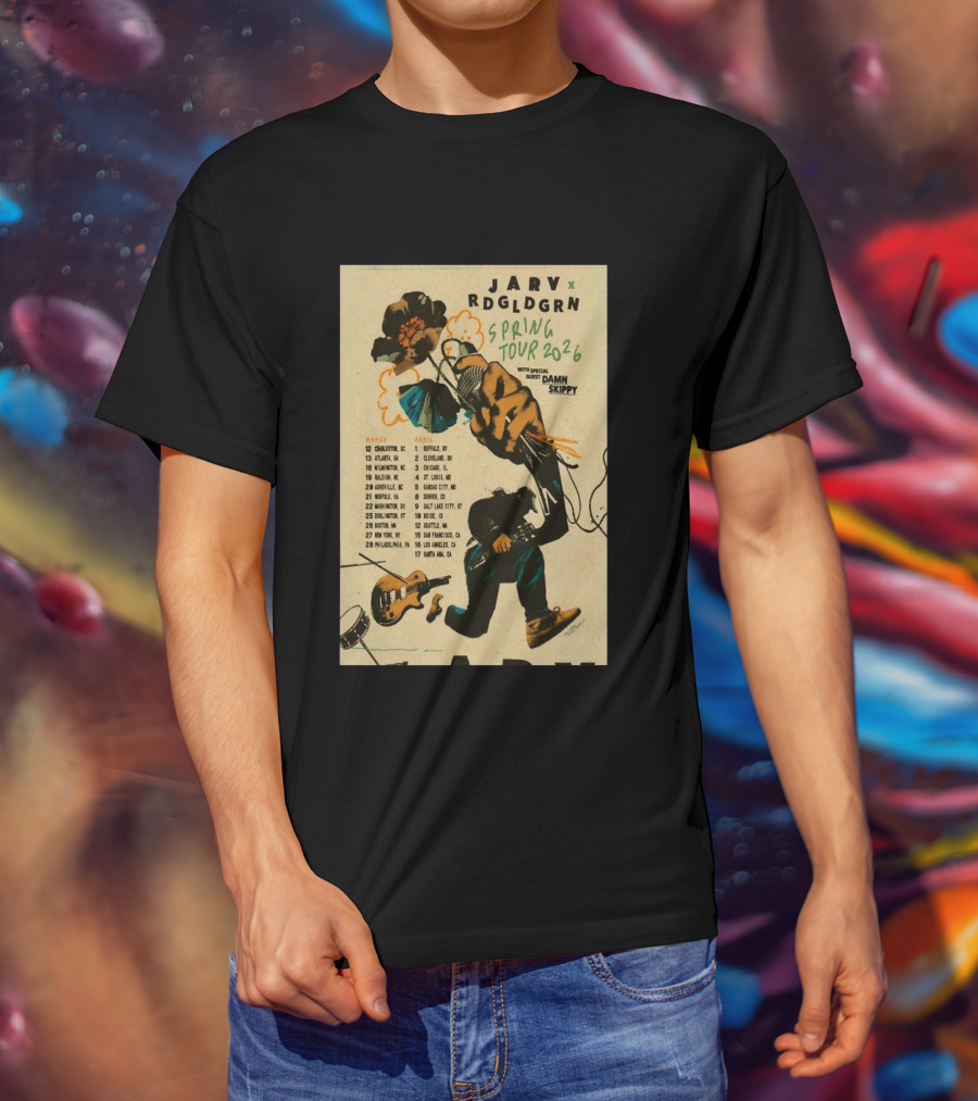 JARV RDGLDGRN Spring Tour 2026 With Guest Damn Skippy Tour Dates T-Shirt
